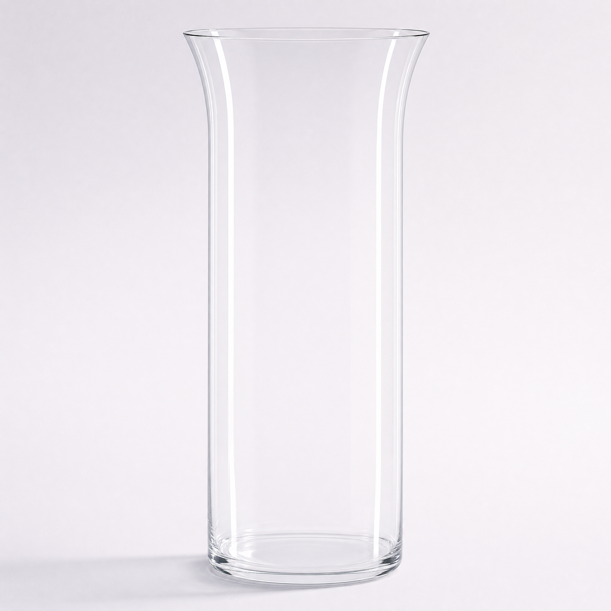 Feather decanter, a thin-walled straight crystal cylinder with a flared lip
