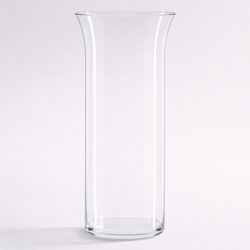 Feather decanter, a thin-walled straight crystal cylinder with a flared lip