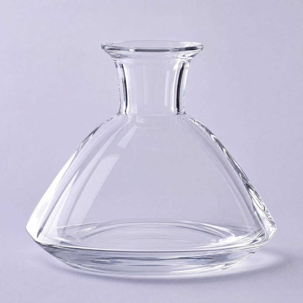 Wing carafe, a compact wide-shouldered crystal body with a short collared neck